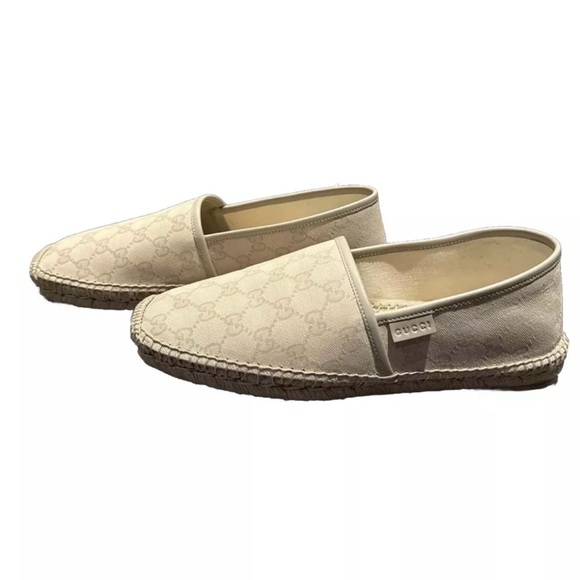 Gucci GG 9.5 Supreme Monogram Canvas Flat Espadrille Slip On Shoes Beige EU 41 - Picture 2 of 6